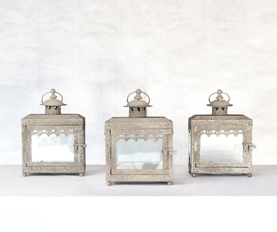 www.classicvintagerentals.com  4318 - Light Grey Metal Lanterns